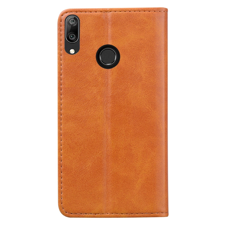 For Huawei Y7 Pro (2019) Business Stitching Horizontal Flip Leather Case with Double Folding & Bracket & Card Slots & Photo Frame & Wallet