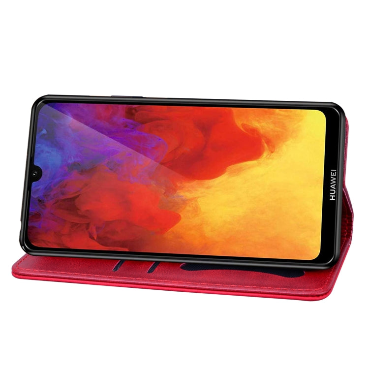 For Huawei Y7 (2019) Business Stitching Horizontal Flip Leather Case with Double Folding & Bracket & Card Slots & Photo Frame & Wallet