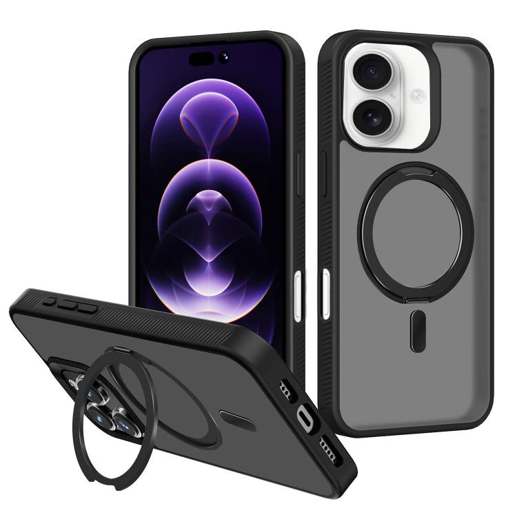 For iPhone 16 Plus Kalebol Rotating Holder MagSafe PC Hybrid TPU Phone Case