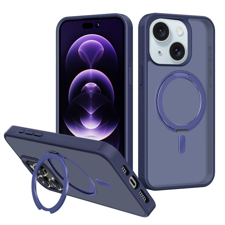 For iPhone 14 Plus Kalebol Rotating Holder MagSafe PC Hybrid TPU Phone Case