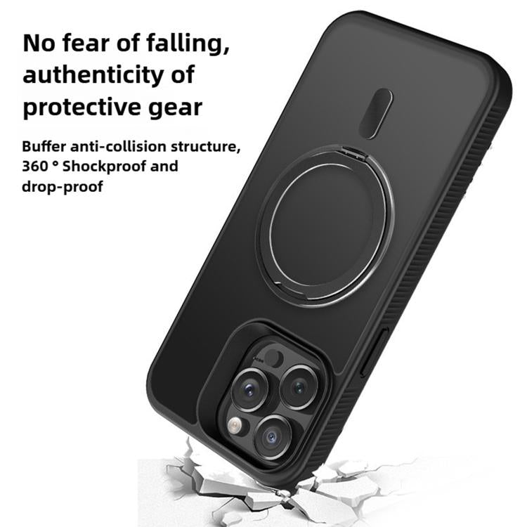 For iPhone 14 Kalebol Rotating Holder MagSafe PC Hybrid TPU Phone Case