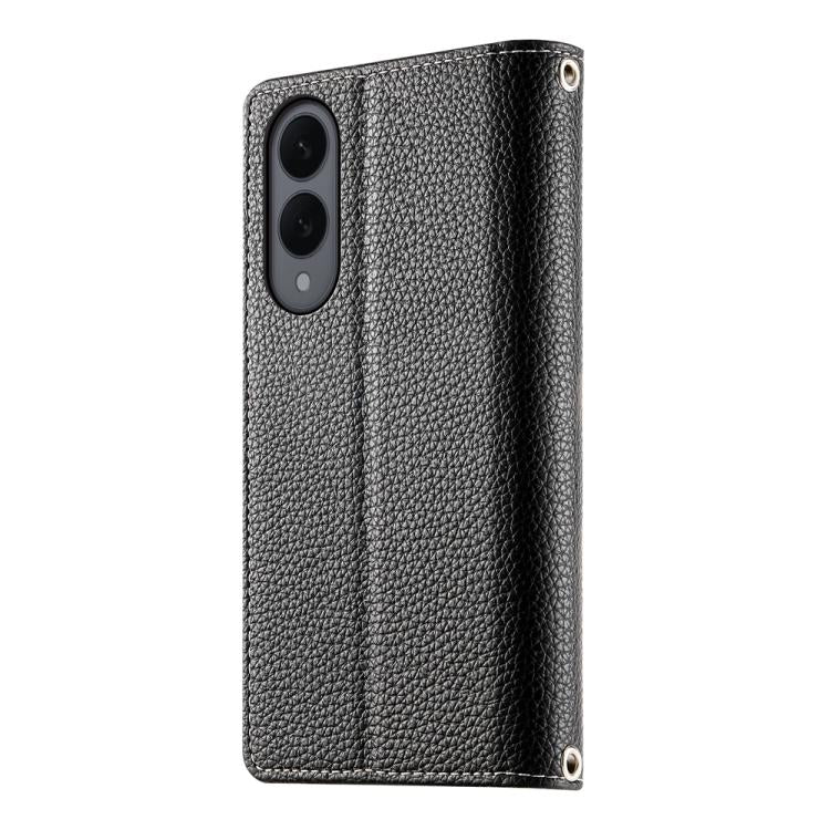 For Samsung Galaxy S25 Edge 5G Stitching Multi-card Zipper Wallet Leather Phone Case with Short Strap