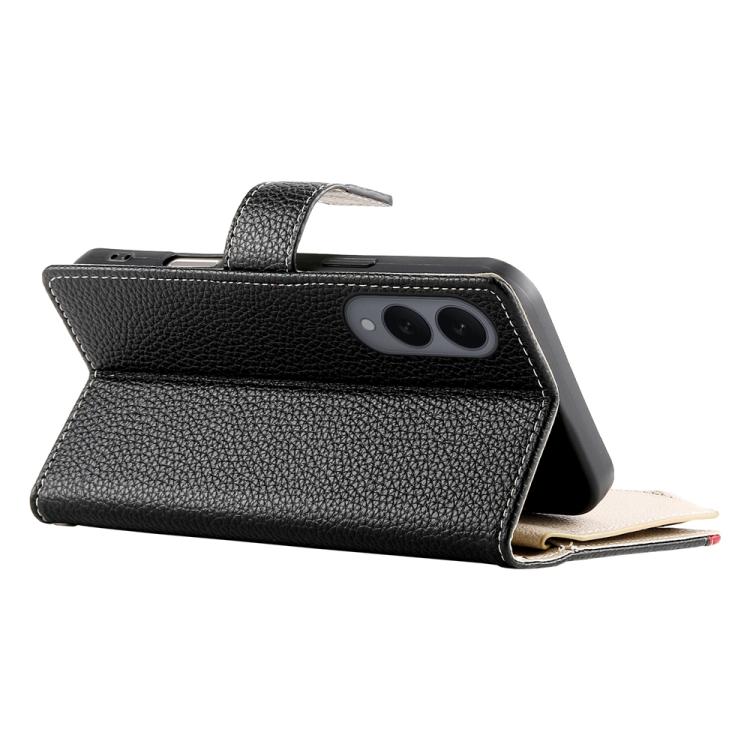For Samsung Galaxy S25 Edge 5G Stitching Multi-card Zipper Wallet Leather Phone Case with Short Strap