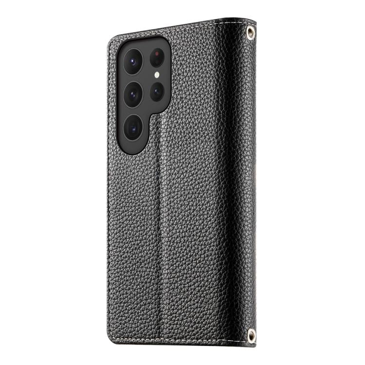For Samsung Galaxy S24 Ultra 5G Stitching Multi-card Zipper Wallet Leather Phone Case with Short Strap