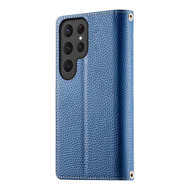 For Samsung Galaxy S24 Ultra 5G Stitching Multi-card Zipper Wallet Leather Phone Case with Short Strap