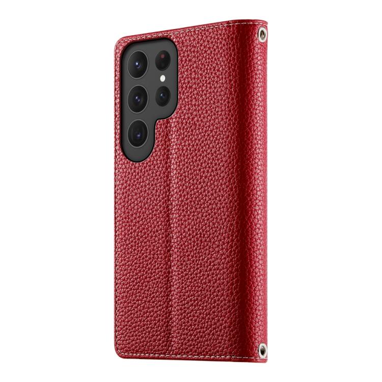 For Samsung Galaxy S24 Ultra 5G Stitching Multi-card Zipper Wallet Leather Phone Case with Short Strap