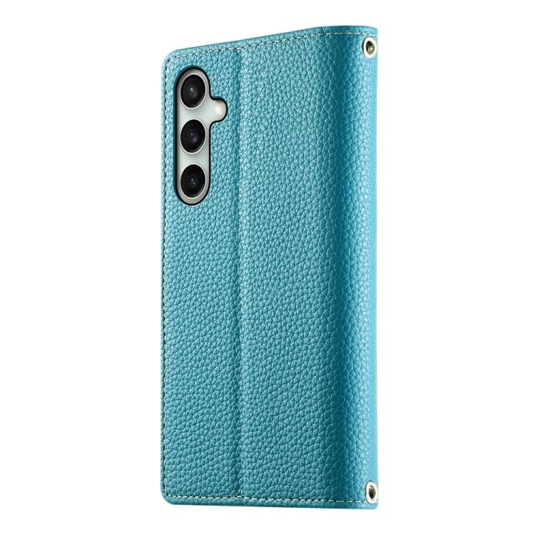 For Samsung Galaxy S24 FE 5G Stitching Multi-card Zipper Wallet Leather Phone Case with Short Strap
