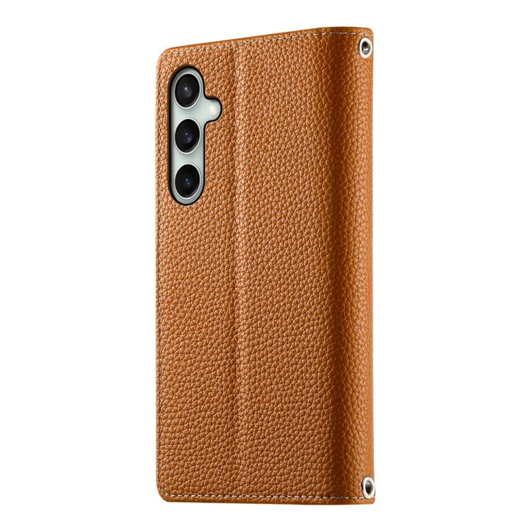 For Samsung Galaxy S24 FE 5G Stitching Multi-card Zipper Wallet Leather Phone Case with Short Strap