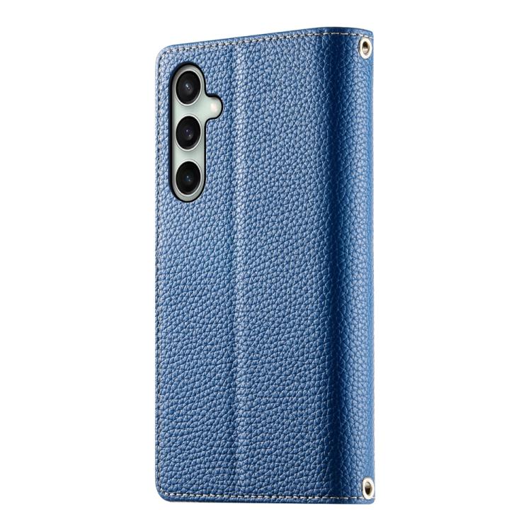 For Samsung Galaxy S24 FE 5G Stitching Multi-card Zipper Wallet Leather Phone Case with Short Strap