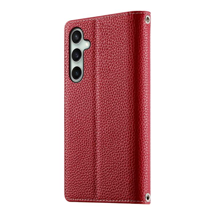 For Samsung Galaxy S24 FE 5G Stitching Multi-card Zipper Wallet Leather Phone Case with Short Strap