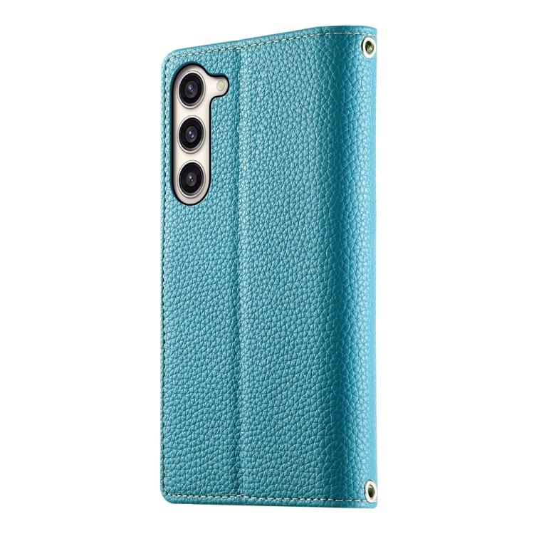 For Samsung Galaxy S23+ 5G Stitching Multi-card Zipper Wallet Leather Phone Case with Short Strap