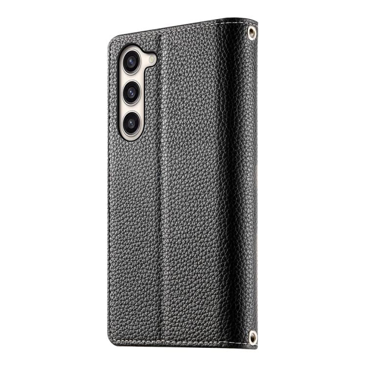 For Samsung Galaxy S23+ 5G Stitching Multi-card Zipper Wallet Leather Phone Case with Short Strap