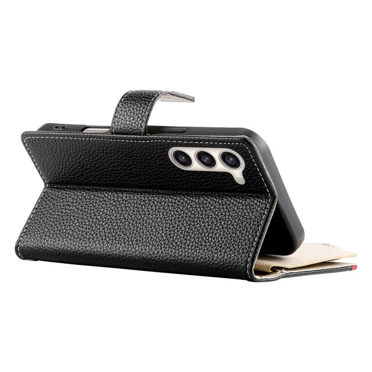 For Samsung Galaxy S23+ 5G Stitching Multi-card Zipper Wallet Leather Phone Case with Short Strap