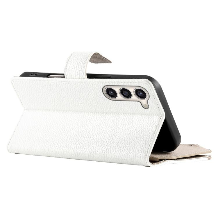 For Samsung Galaxy S23+ 5G Stitching Multi-card Zipper Wallet Leather Phone Case with Short Strap