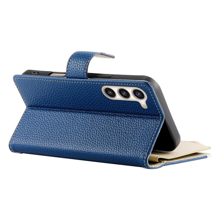 For Samsung Galaxy S23+ 5G Stitching Multi-card Zipper Wallet Leather Phone Case with Short Strap