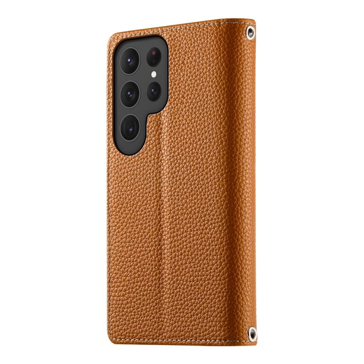 For Samsung Galaxy S23 Ultra 5G Stitching Multi-card Zipper Wallet Leather Phone Case with Short Strap
