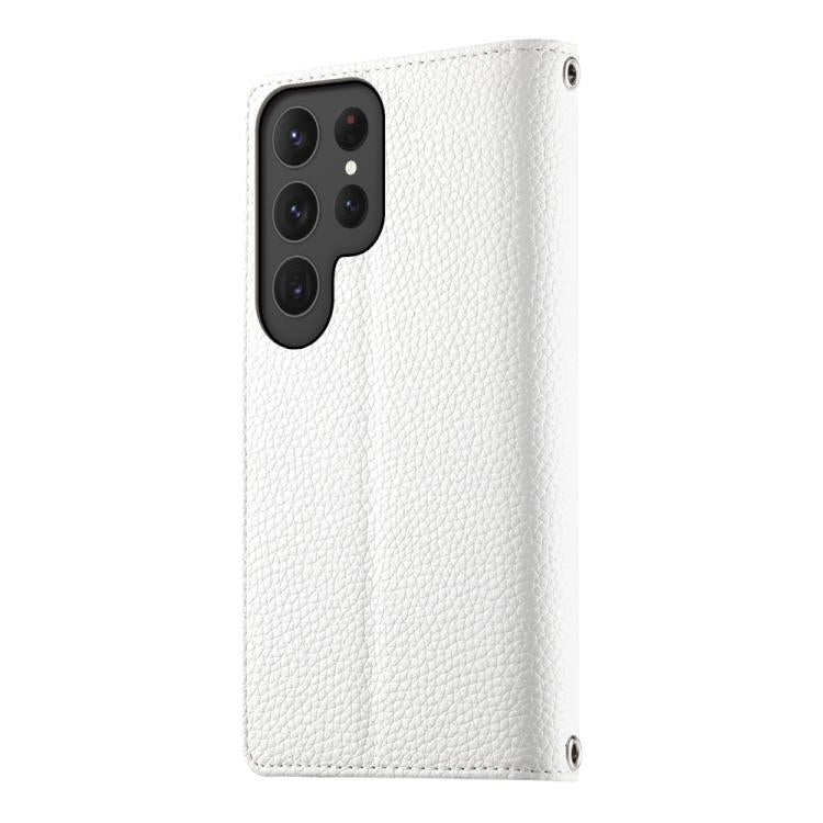 For Samsung Galaxy S23 Ultra 5G Stitching Multi-card Zipper Wallet Leather Phone Case with Short Strap