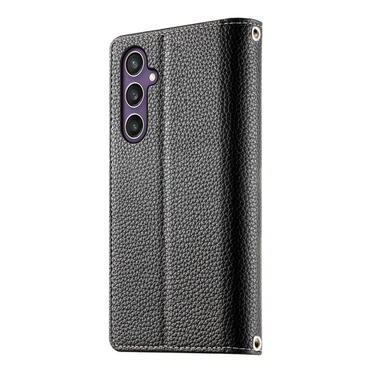 For Samsung Galaxy S23 FE 5G Stitching Multi-card Zipper Wallet Leather Phone Case with Short Strap