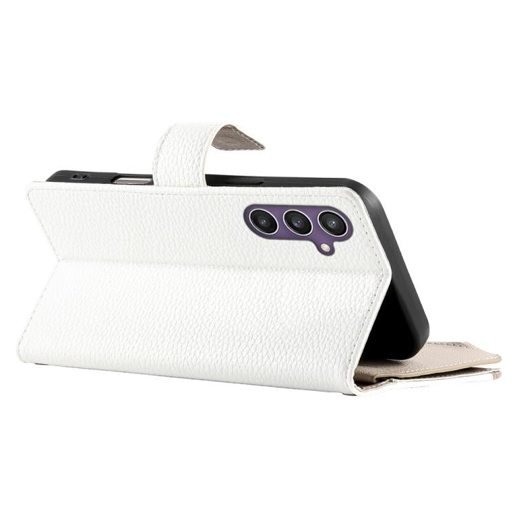 For Samsung Galaxy S23 FE 5G Stitching Multi-card Zipper Wallet Leather Phone Case with Short Strap