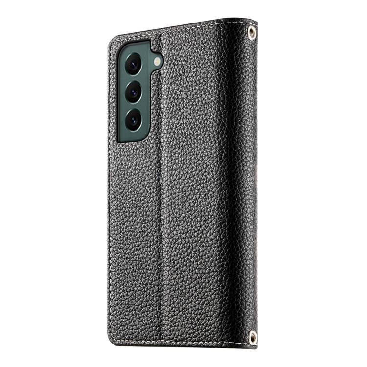 For Samsung Galaxy S22+ 5G Stitching Multi-card Zipper Wallet Leather Phone Case with Short Strap