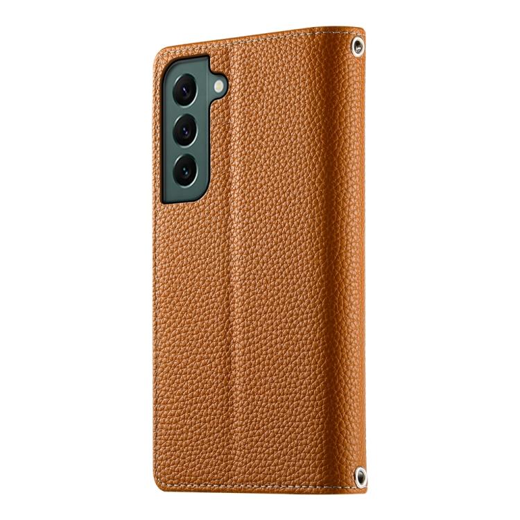 For Samsung Galaxy S22+ 5G Stitching Multi-card Zipper Wallet Leather Phone Case with Short Strap