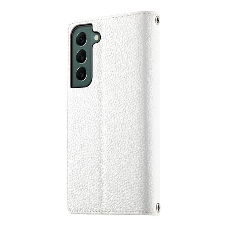 For Samsung Galaxy S22+ 5G Stitching Multi-card Zipper Wallet Leather Phone Case with Short Strap