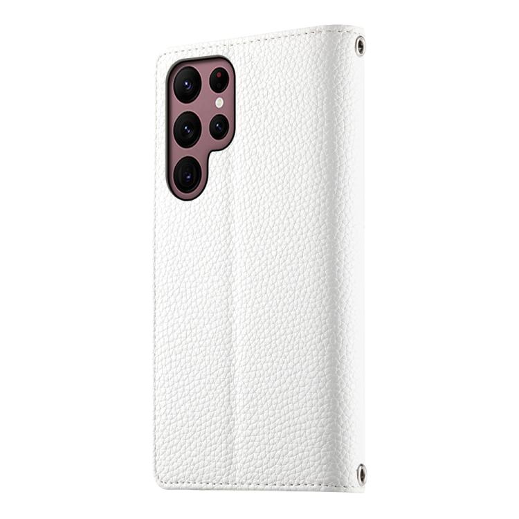 For Samsung Galaxy S22 Ultra 5G Stitching Multi-card Zipper Wallet Leather Phone Case with Short Strap