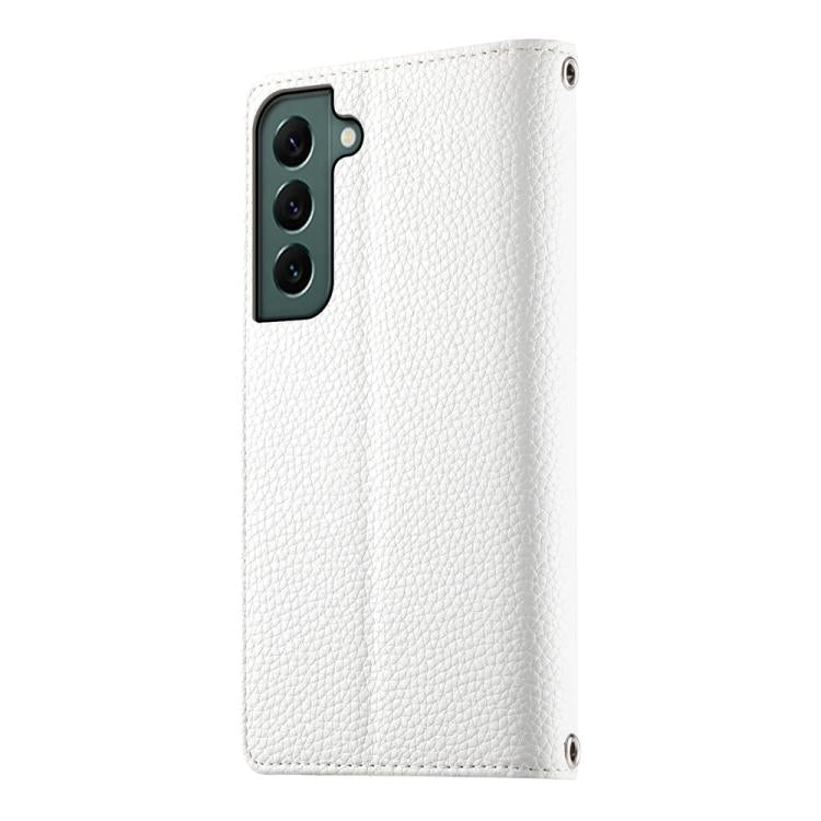 For Samsung Galaxy S22 5G Stitching Multi-card Zipper Wallet Leather Phone Case with Short Strap