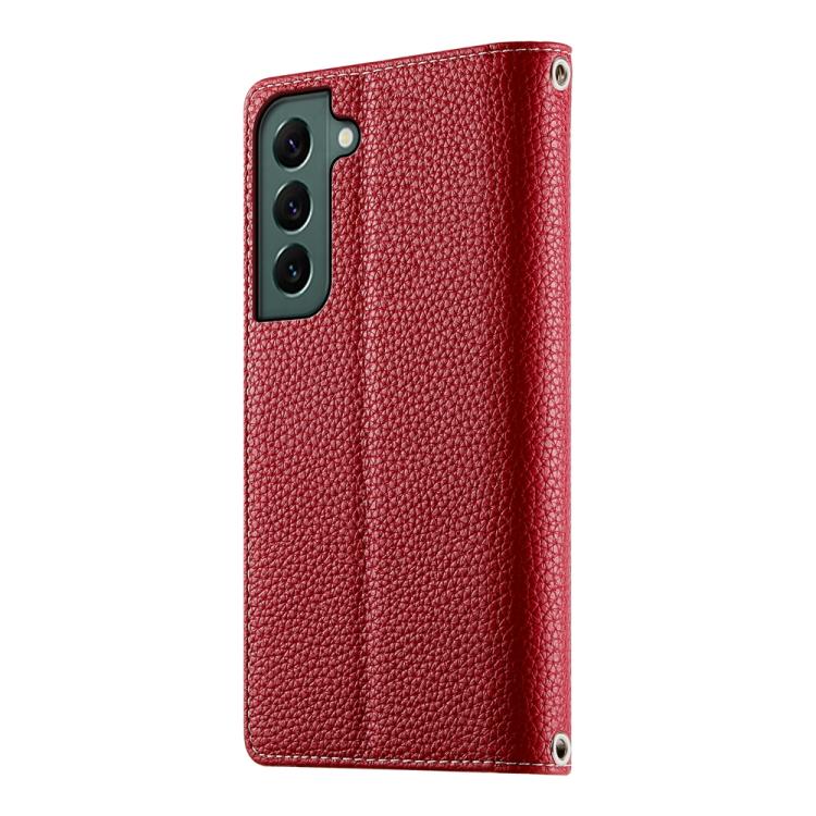 For Samsung Galaxy S22 5G Stitching Multi-card Zipper Wallet Leather Phone Case with Short Strap