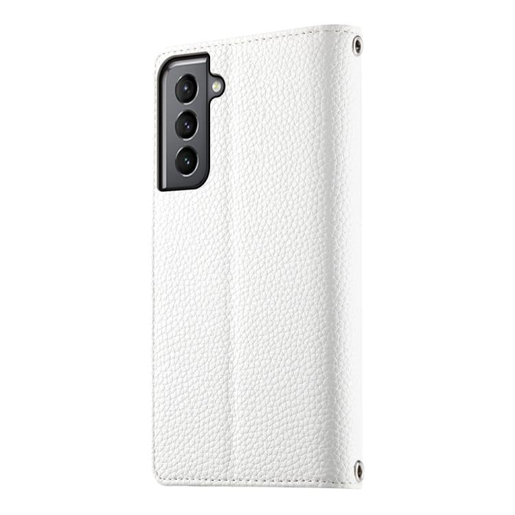 For Samsung Galaxy S21 5G Stitching Multi-card Zipper Wallet Leather Phone Case with Short Strap