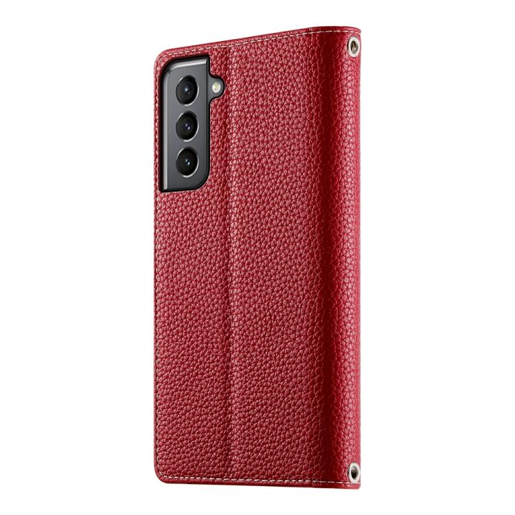 For Samsung Galaxy S21 5G Stitching Multi-card Zipper Wallet Leather Phone Case with Short Strap