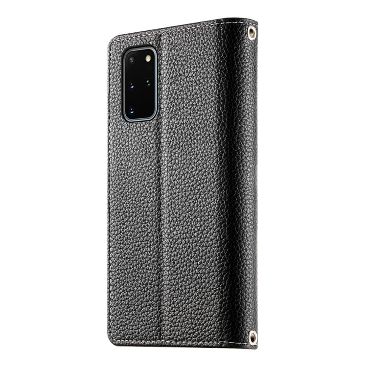 For Samsung Galaxy S20+ Stitching Multi-card Zipper Wallet Leather Phone Case with Short Strap