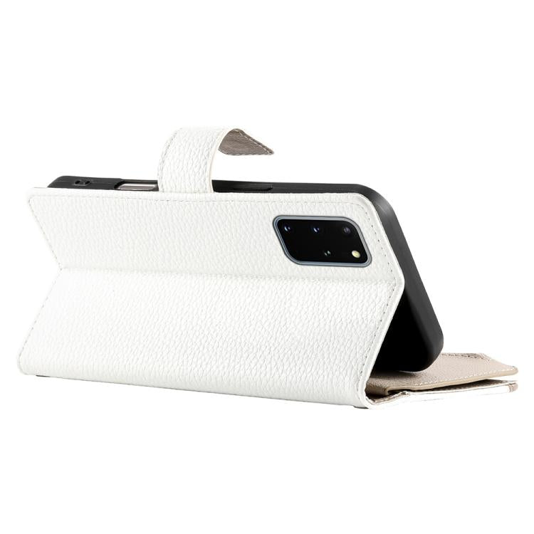 For Samsung Galaxy S20+ Stitching Multi-card Zipper Wallet Leather Phone Case with Short Strap