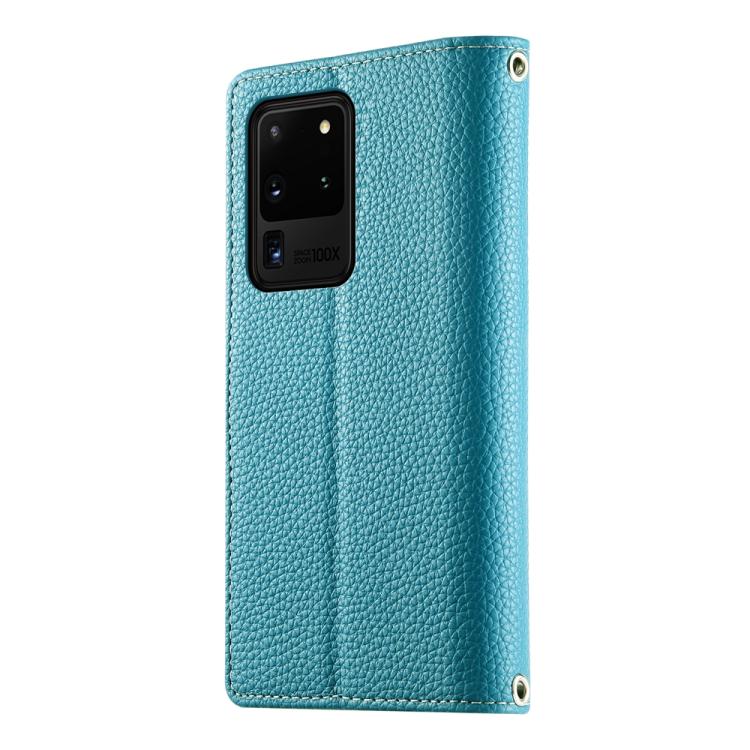 For Samsung Galaxy S20 Ultra Stitching Multi-card Zipper Wallet Leather Phone Case with Short Strap