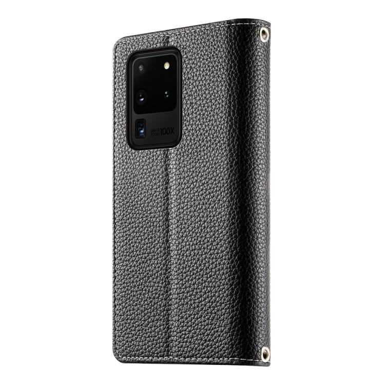 For Samsung Galaxy S20 Ultra Stitching Multi-card Zipper Wallet Leather Phone Case with Short Strap
