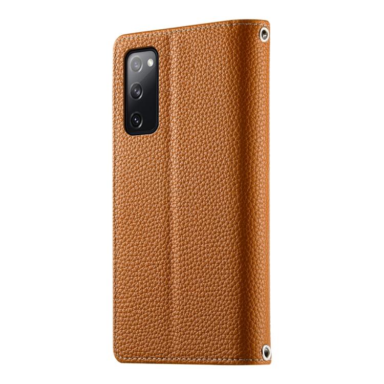 For Samsung Galaxy S20 FE Stitching Multi-card Zipper Wallet Leather Phone Case with Short Strap
