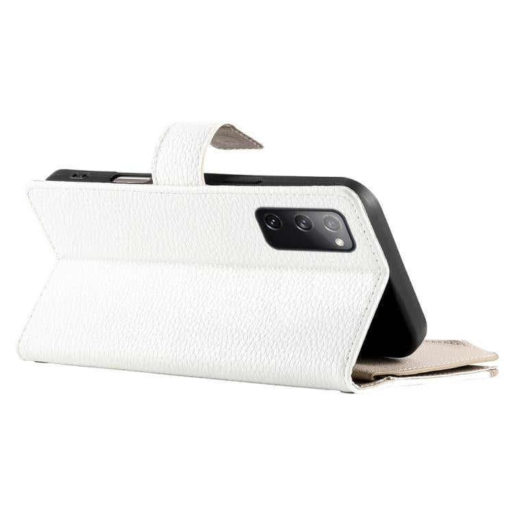 For Samsung Galaxy S20 FE Stitching Multi-card Zipper Wallet Leather Phone Case with Short Strap