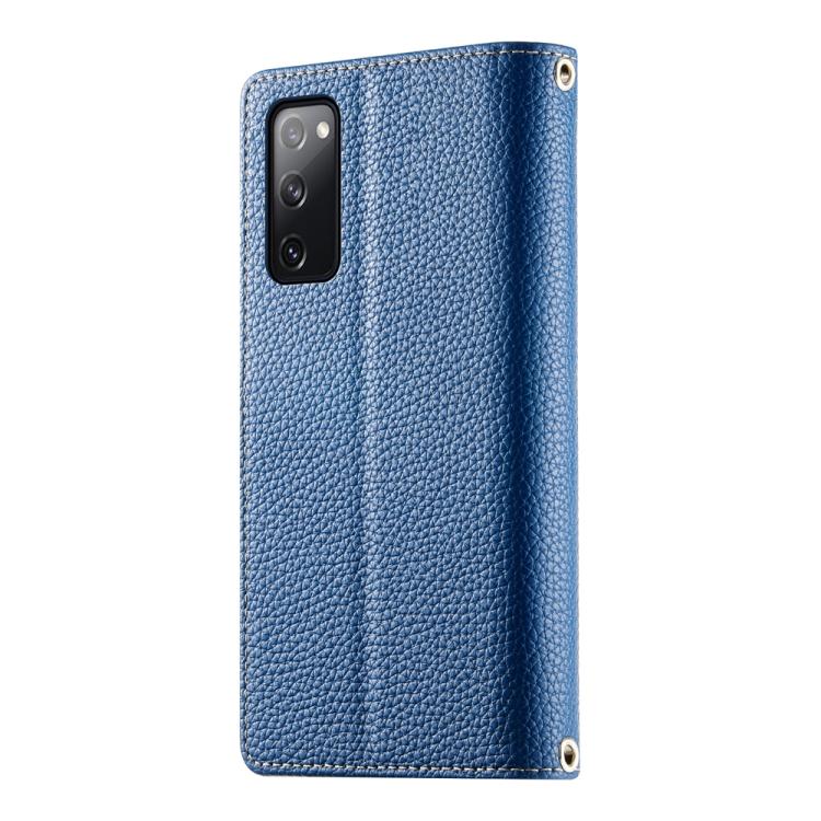 For Samsung Galaxy S20 FE Stitching Multi-card Zipper Wallet Leather Phone Case with Short Strap