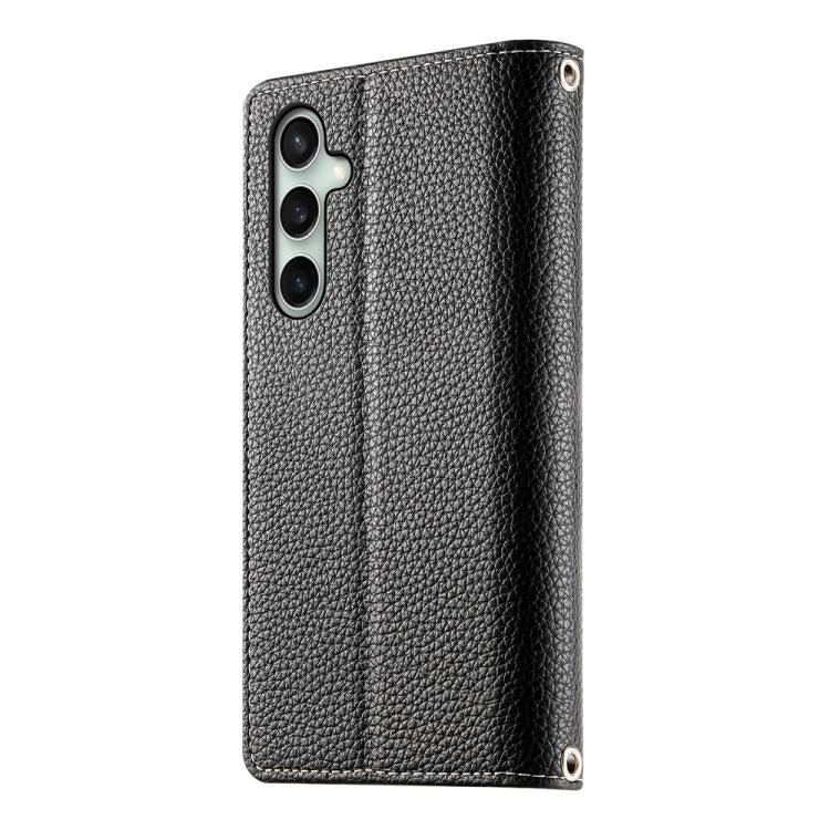 For Samsung Galaxy S25 FE 5G Stitching Multi-card Zipper Wallet Leather Phone Case with Short Strap