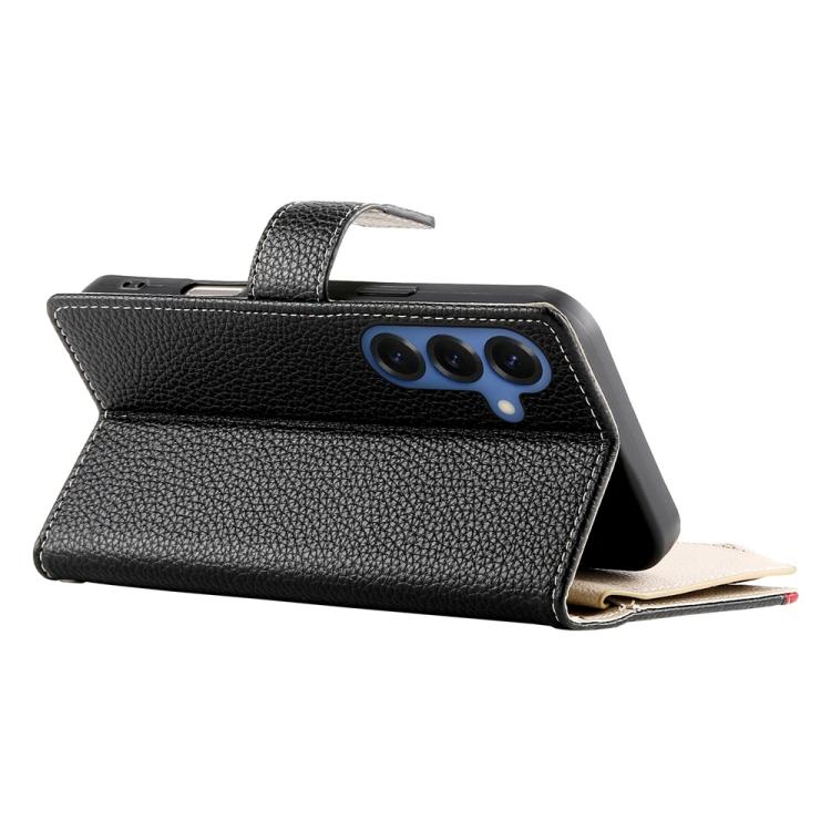 For Samsung Galaxy S26+ 5G Stitching Multi-card Zipper Wallet Leather Phone Case with Short Strap