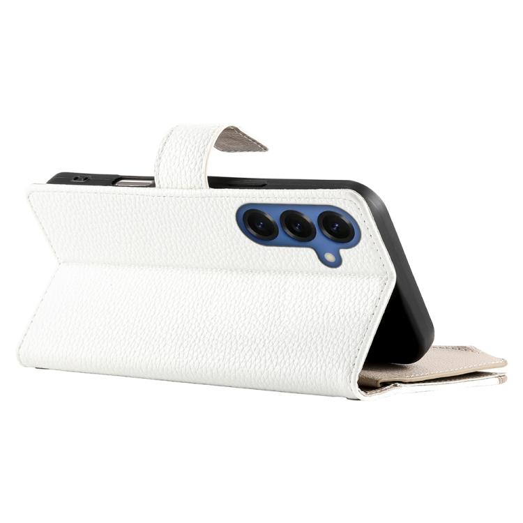 For Samsung Galaxy S26+ 5G Stitching Multi-card Zipper Wallet Leather Phone Case with Short Strap