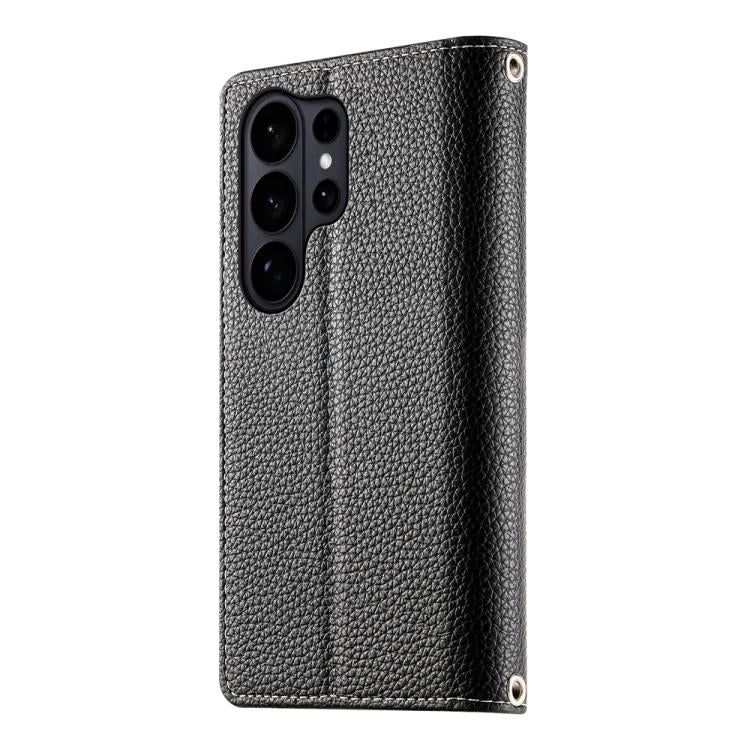 For Samsung Galaxy S26 Ultra 5G Stitching Multi-card Zipper Wallet Leather Phone Case with Short Strap