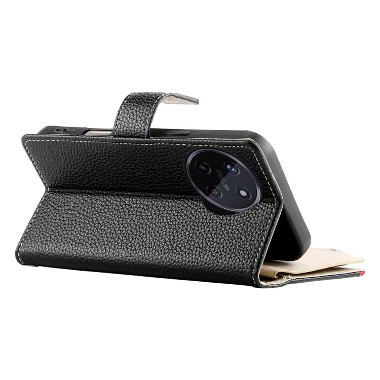For Realme 11 4G Stitching Multi-card Zipper Wallet Leather Phone Case with Short Strap