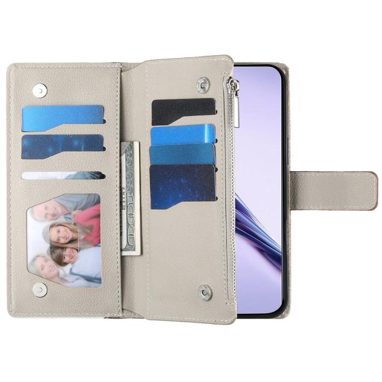 For Realme 13 Pro / 13 Pro+ Stitching Multi-card Zipper Wallet Leather Phone Case with Short Strap