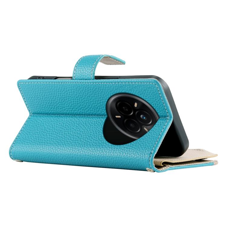 For Realme 14 Pro Stitching Multi-card Zipper Wallet Leather Phone Case with Short Strap