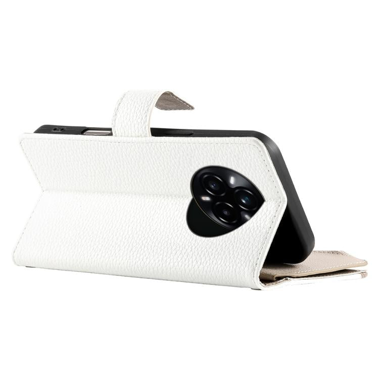For Realme 14 Pro+ Stitching Multi-card Zipper Wallet Leather Phone Case with Short Strap