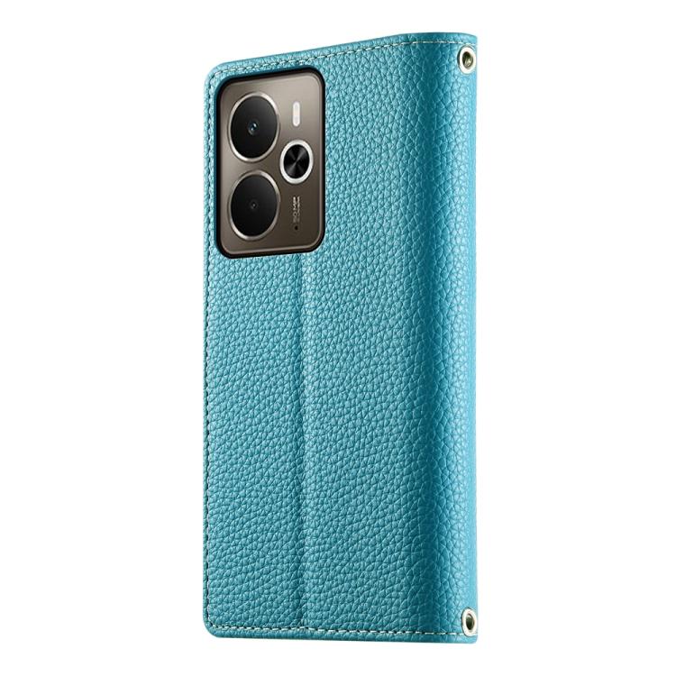 For Realme 14 / Realme P3 5G Stitching Multi-card Zipper Wallet Leather Phone Case with Short Strap