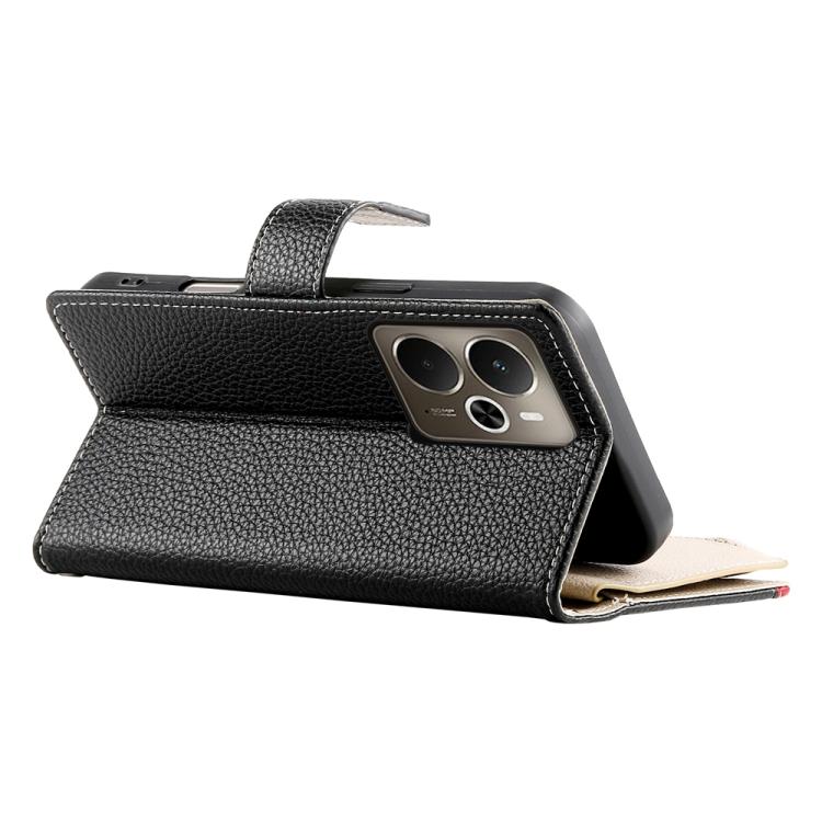 For Realme 14 / Realme P3 5G Stitching Multi-card Zipper Wallet Leather Phone Case with Short Strap