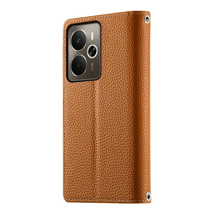 For Realme 14 / Realme P3 5G Stitching Multi-card Zipper Wallet Leather Phone Case with Short Strap