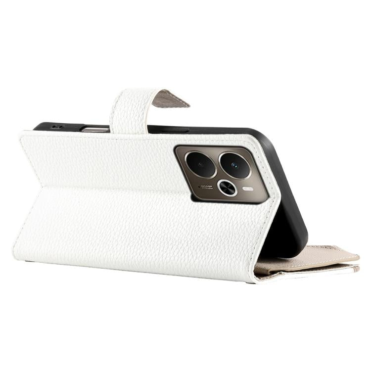 For Realme 14 / Realme P3 5G Stitching Multi-card Zipper Wallet Leather Phone Case with Short Strap